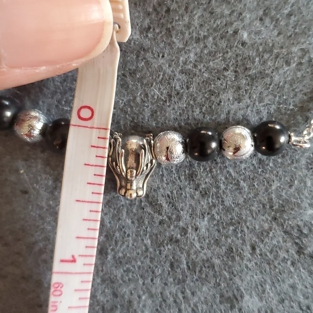 Shungite Leopard Head Sterling Silver Bracelet
